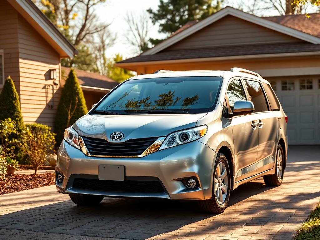 Silver Toyota Sienna minivan parked in a family driveway